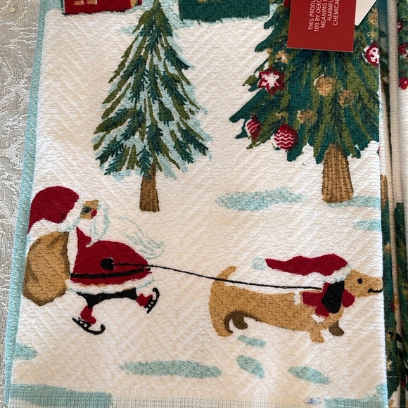 Dachshund with Santa kitchen towel set of two - Picture 4 of 6